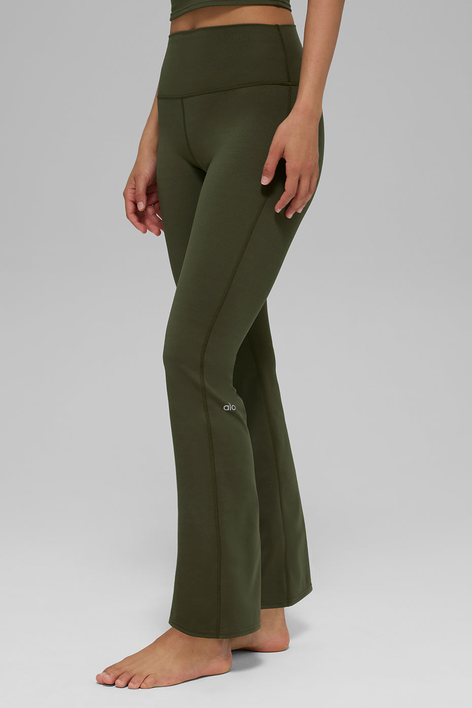 ALO Softsculpt High-Waist 7/8 Bootcut Legging - Green Olive - Image 4