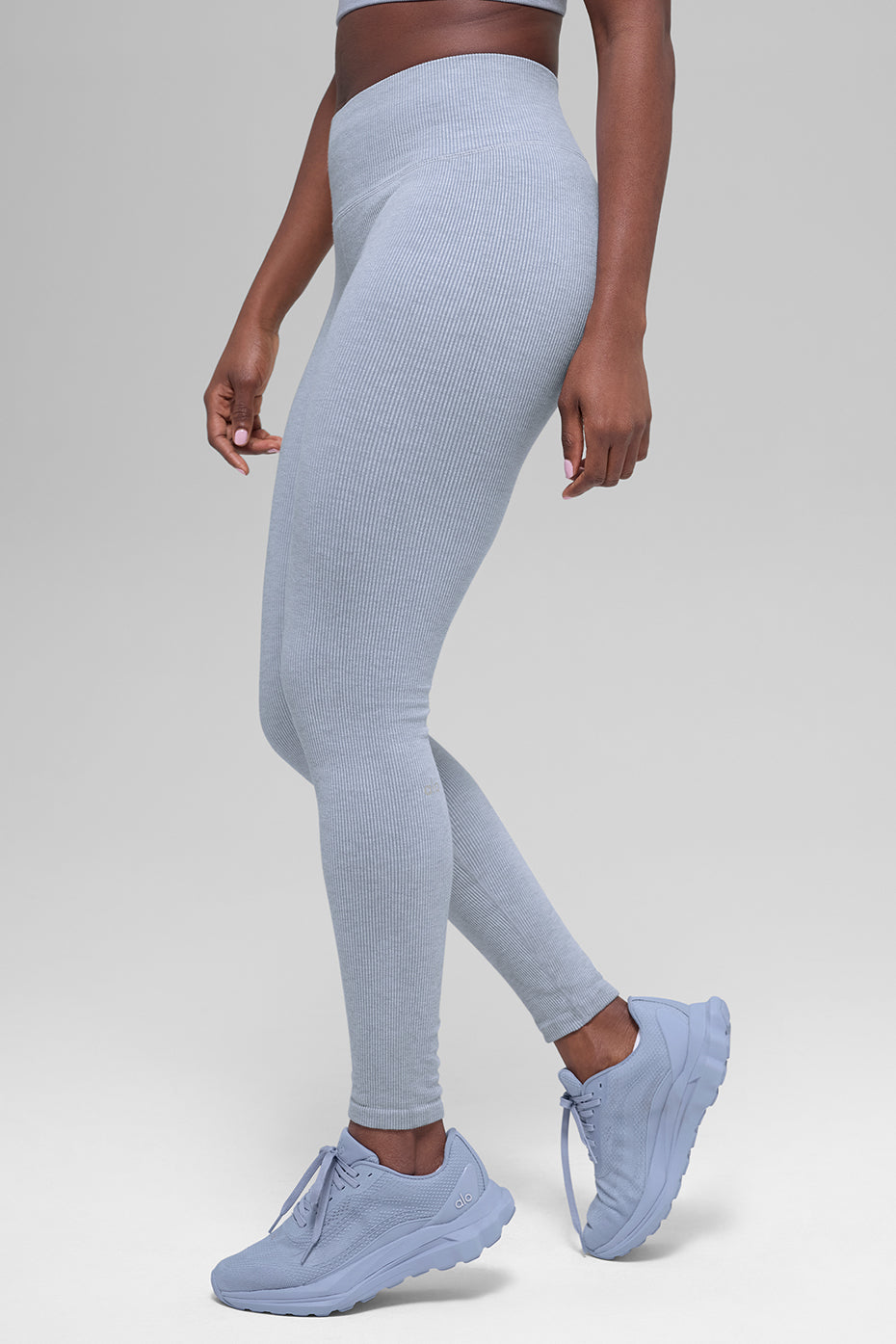 Seamless High-Waist Two Tone Rib Legging - Winter Frost Heather - Image 5
