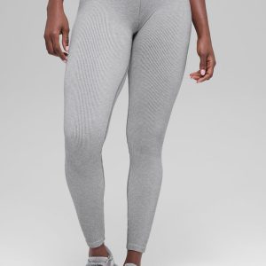 Seamless High-Waist Two Tone Rib Legging - Light Misty Grey Heather