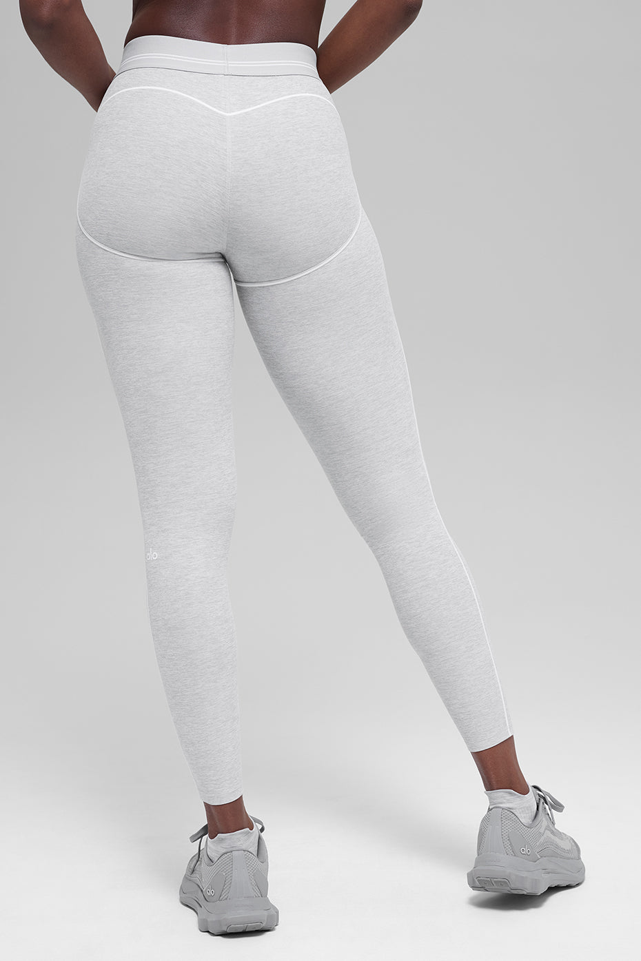 7/8 High-Waist Alosoft Heart Throb Legging - Athletic Heather Grey/White - Image 4