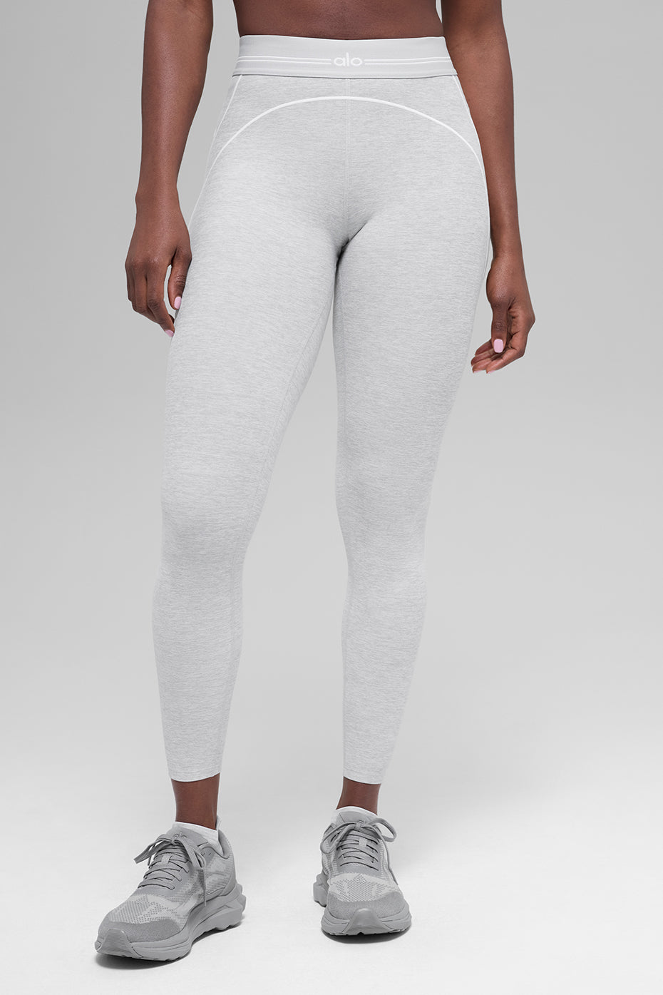 7/8 High-Waist Alosoft Heart Throb Legging - Athletic Heather Grey/White - Image 3