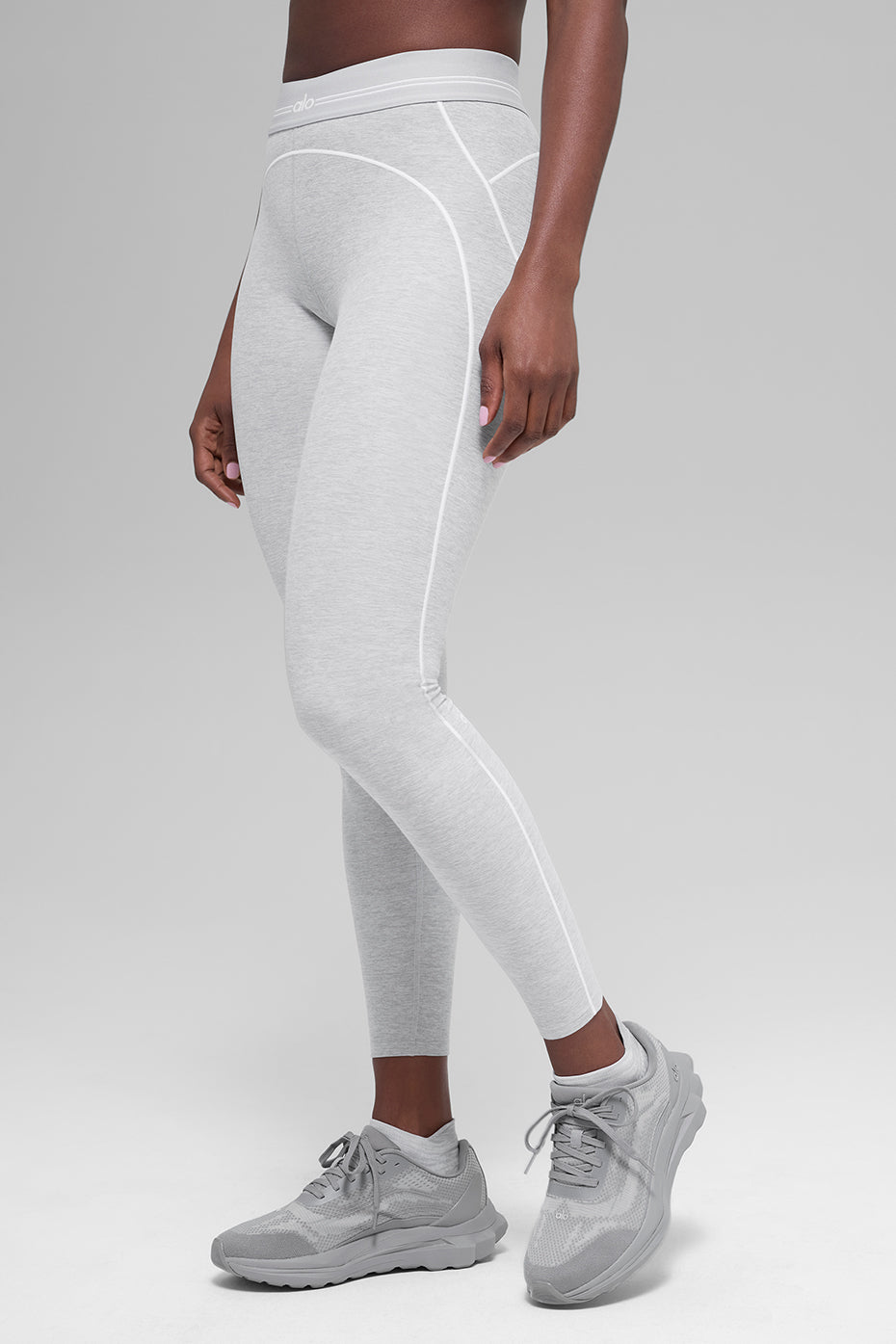 7/8 High-Waist Alosoft Heart Throb Legging - Athletic Heather Grey/White - Image 5