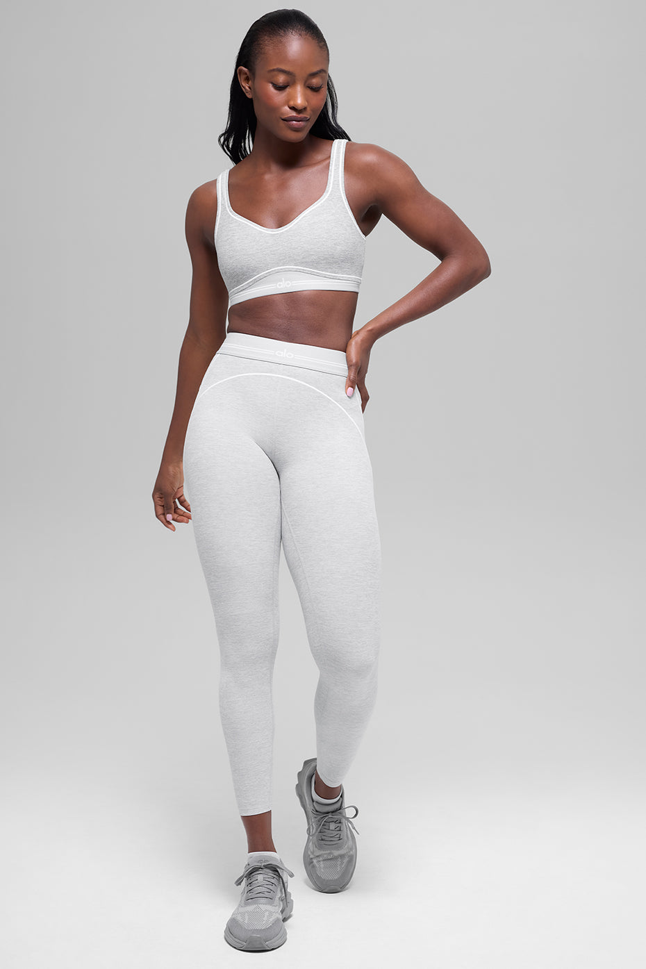 7/8 High-Waist Alosoft Heart Throb Legging - Athletic Heather Grey/White - Image 7