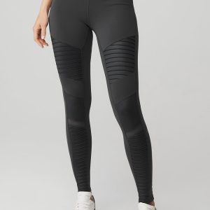 High-Waist Moto Legging - Anthracite/Anthracite Glossy