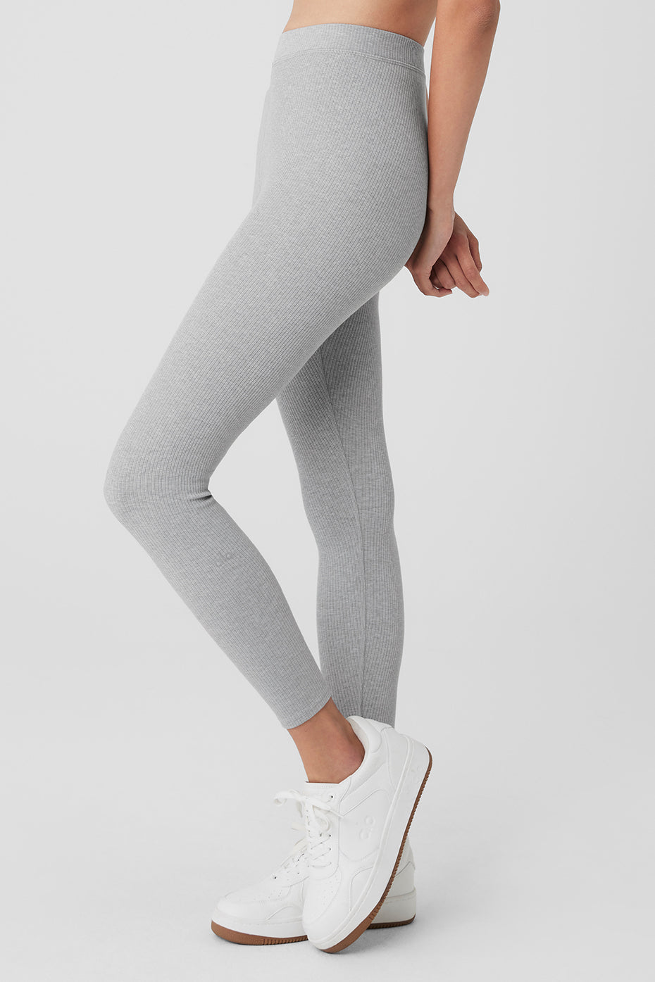 Ribbed High-Waist 7/8 Blissful Legging - Athletic Heather Grey - Image 3