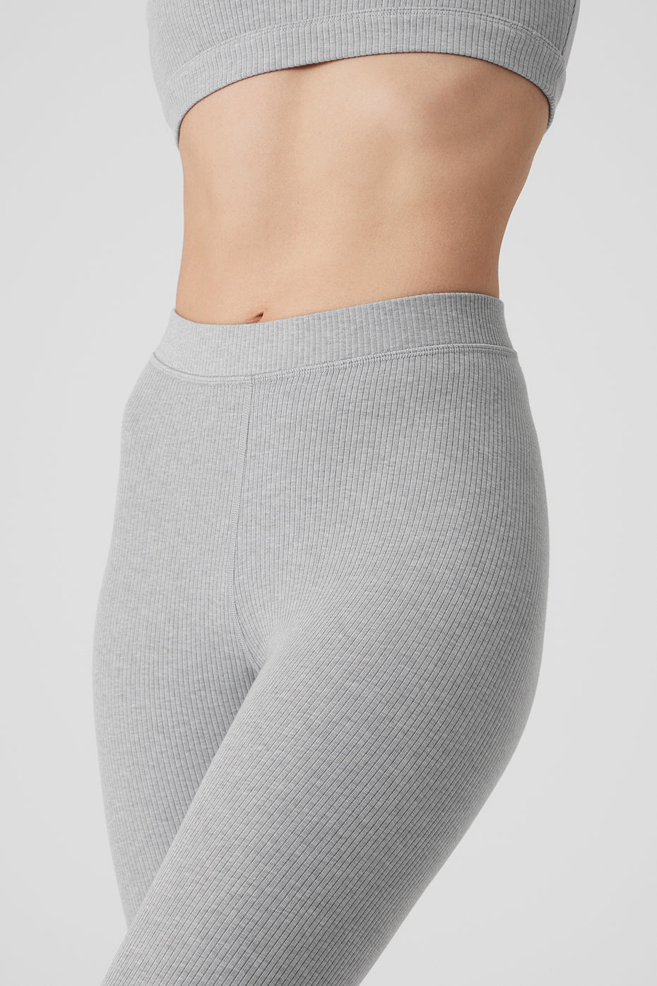 Ribbed High-Waist 7/8 Blissful Legging - Athletic Heather Grey - Image 4
