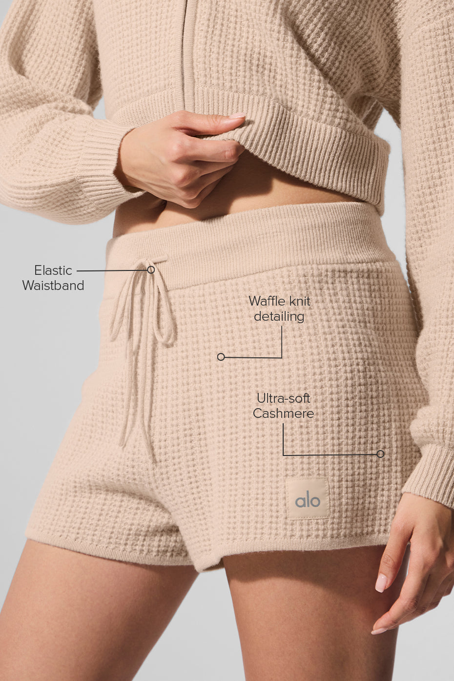 Cashmere High-Waist Plush Waffle Short - Macadamia Blush - Image 2