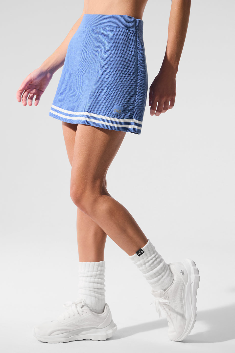 Tennis Club Sweater Knit Skirt - Crystal Clear Blue/White - Image 4