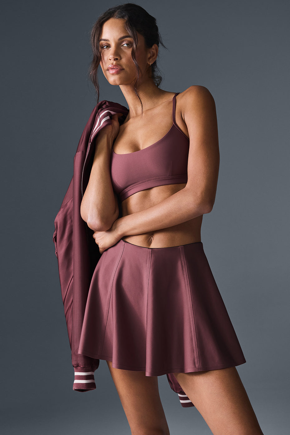 Airlift Down The Line Tennis Skirt - Burgundy Truffle - Image 3