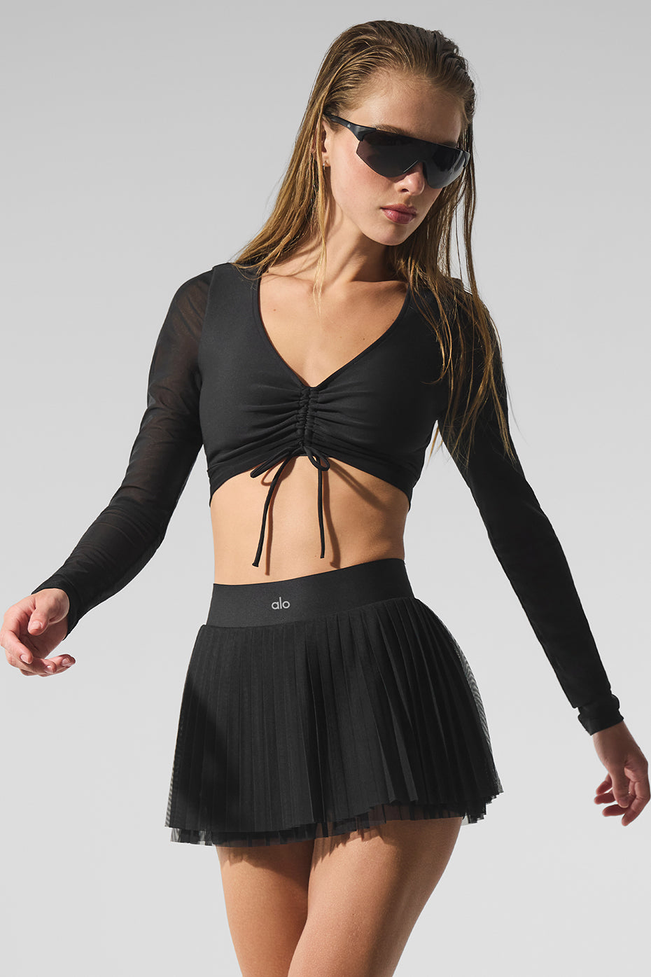 Mesh Baseline Tennis Skirt - Black - Image 5