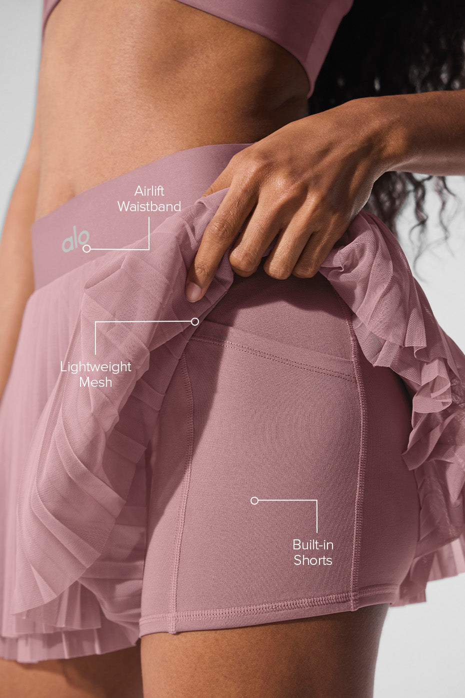 Mesh Baseline Tennis Skirt - Smoky Quartz - Image 2