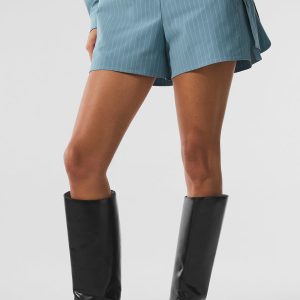 Pinstripe Daylight Boxer Short - Dark Celestial Blue/White