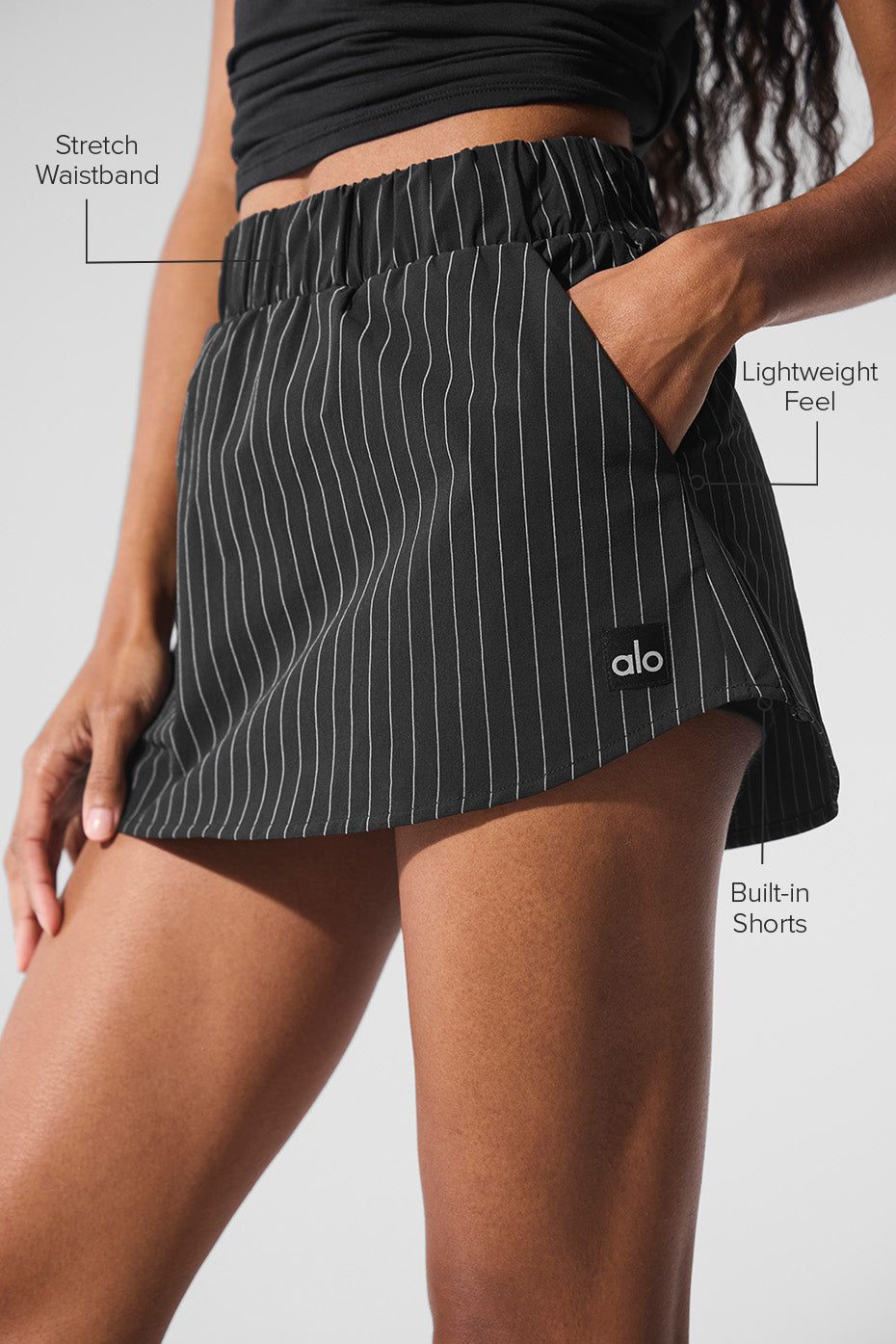 Pinstripe Daylight Mini Skirt - Black/Titanium - Image 2