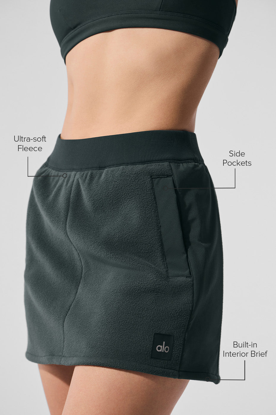 Polar Fleece Wintry Mix Skirt - Charcoal Green - Image 2