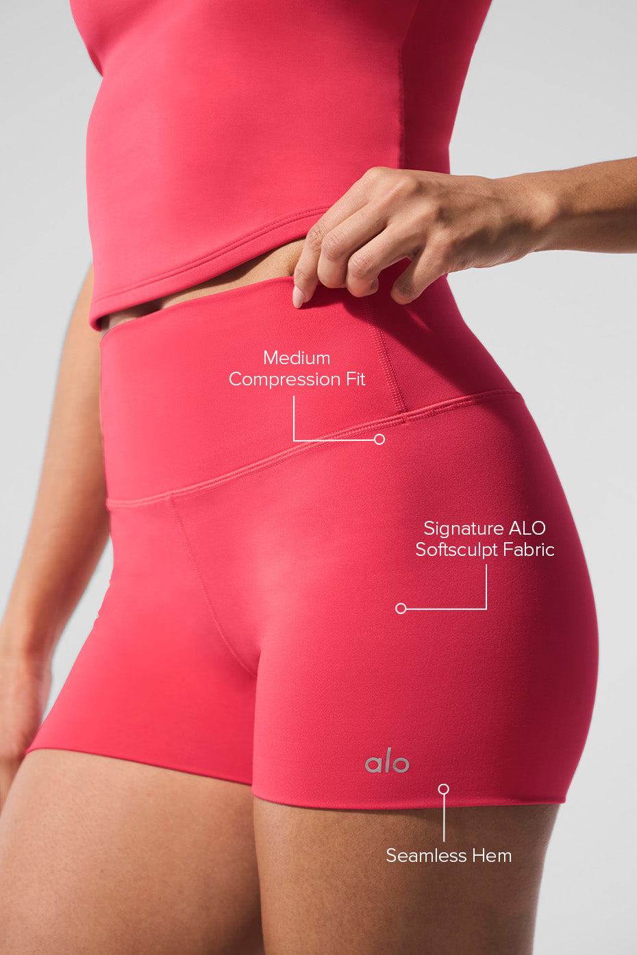 3 ALO Softsculpt High-Waist Precision Short - Candy Red - Image 2