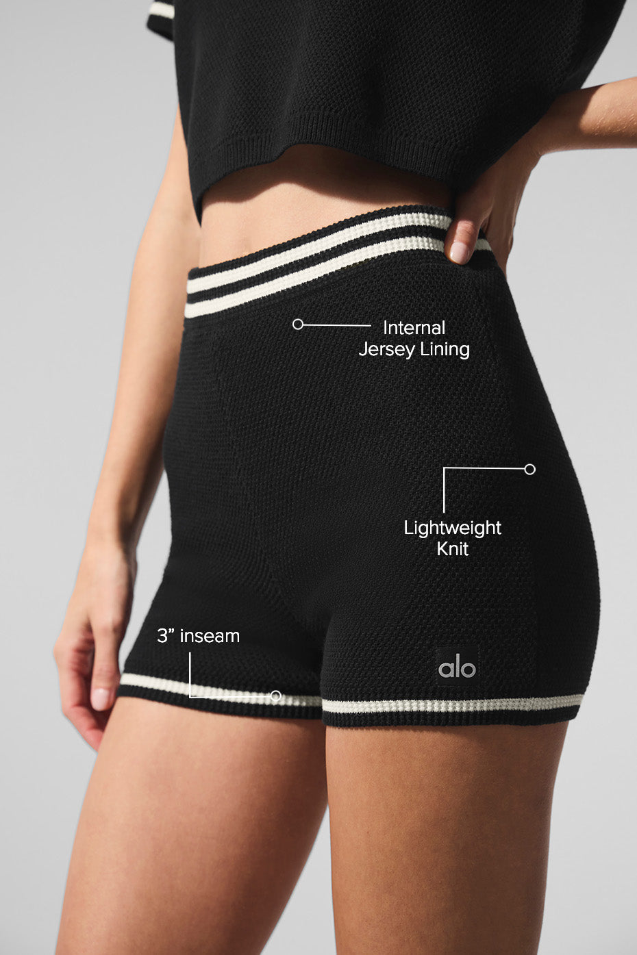 Tennis Club Sweater Knit Hot Short - Black/Ivory - Image 2