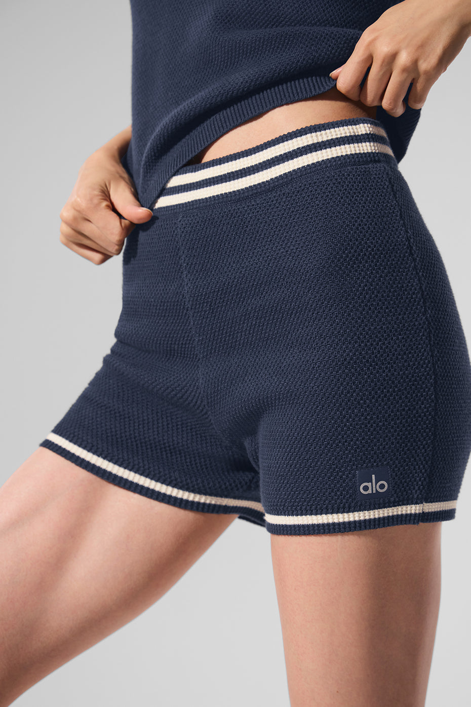 Tennis Club Sweater Knit Hot Short - Navy/Ivory - Image 2