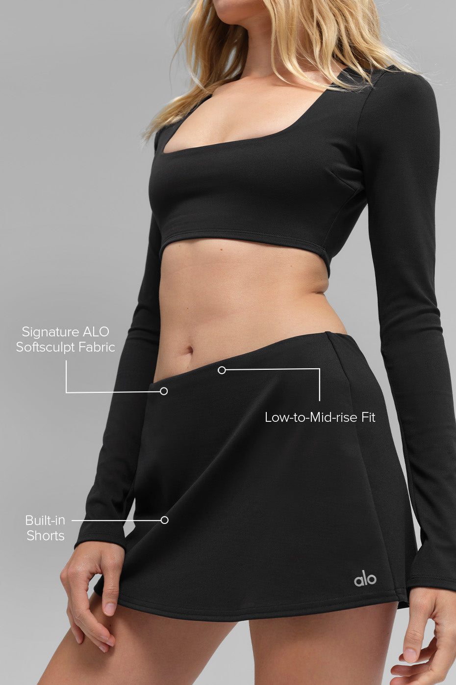 ALO Softsculpt Precision Mini Skirt - Black - Image 2
