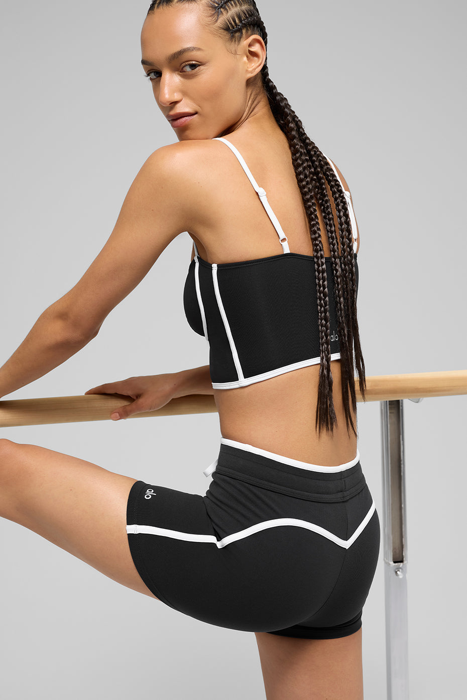 4 Airbrush High-Waist Race Pace Short - Black/White - Image 3