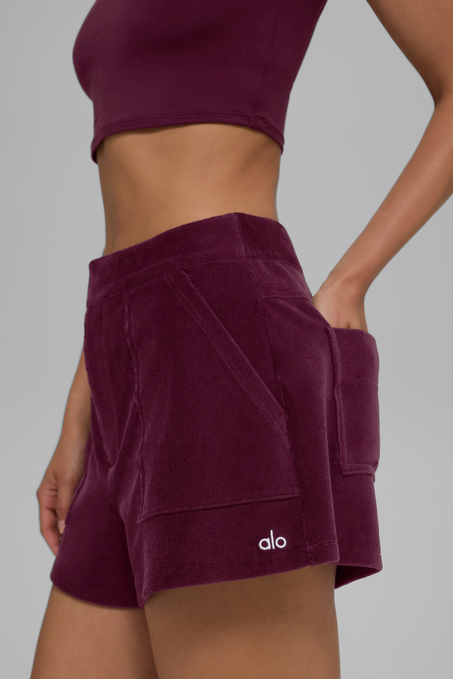 Micro Corduroy On Duty Short - Burgundy - Image 2
