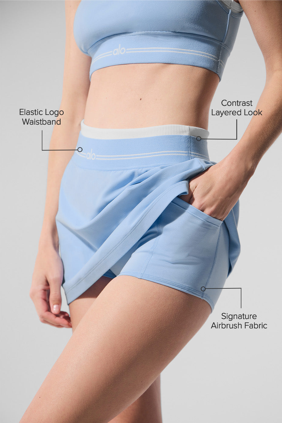 Airbrush Better Together Tennis Skirt - Seashell Blue/White - Image 2