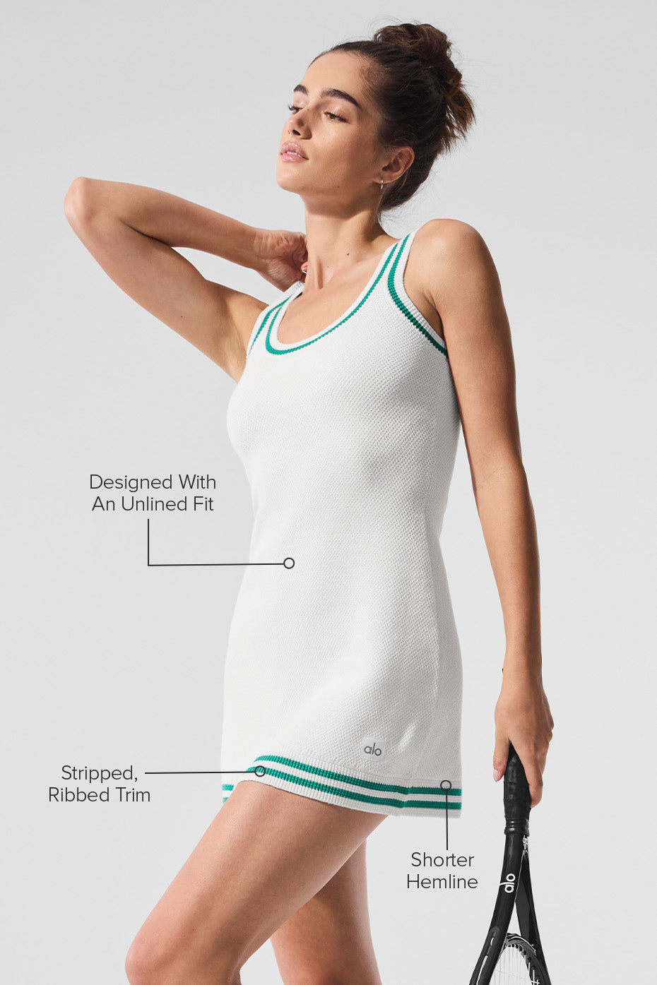 Tennis Club Sweater Knit Dress - White/Spruce Green - Image 2