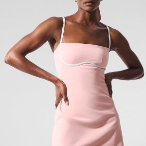 Airbrush Streamlined Dress - Pink Quartz/White