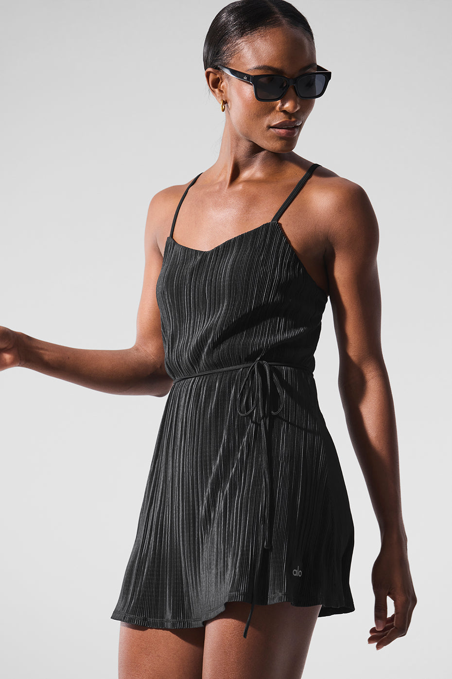 Micro Plisse Game On Tennis Dress - Black - Image 4