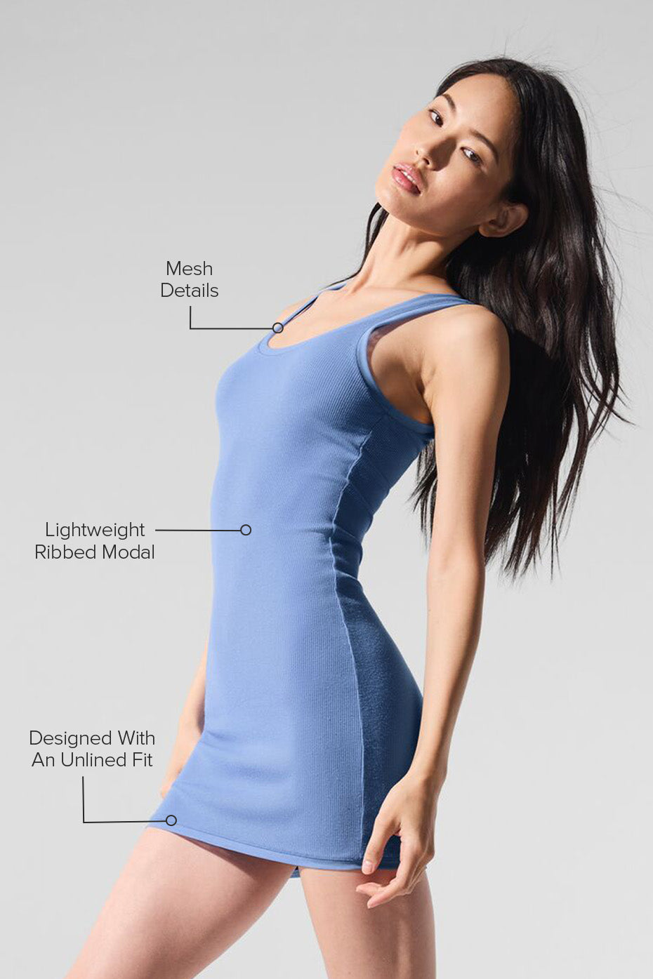 Ribbed Mesh Secret Dress - Crystal Clear Blue - Image 2