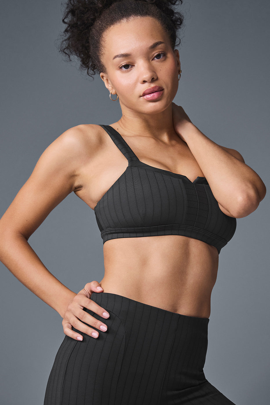 Pinstripe Jacquard Captivate Bra - Anthracite/Black - Image 3