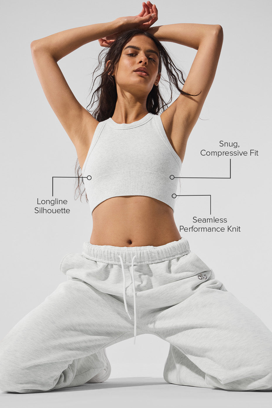 Seamless Delight High Neck Bra - White Heather - Image 2