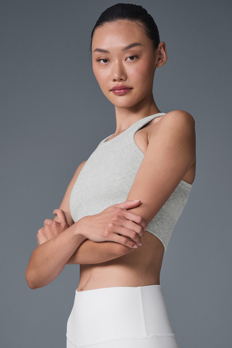 Seamless Delight High Neck Bra - Athletic Heather Grey - Image 4