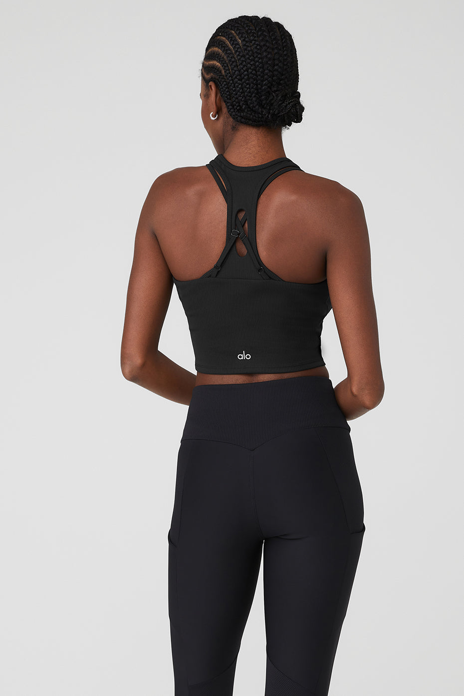 Ribbed Airlift Enchanted Bra Tank - Black - Image 2