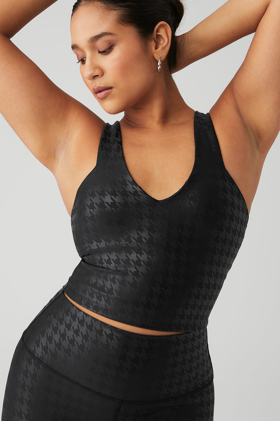 Airlift Glimmer Houndstooth Real Bra Tank - Black - Image 6