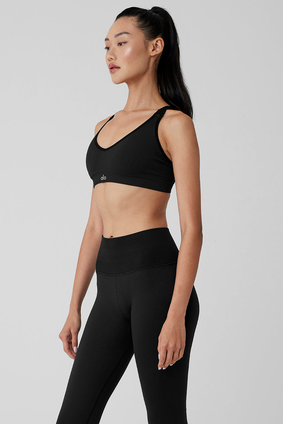 Seamless Ribbed Favorite Bra - Black - Image 3