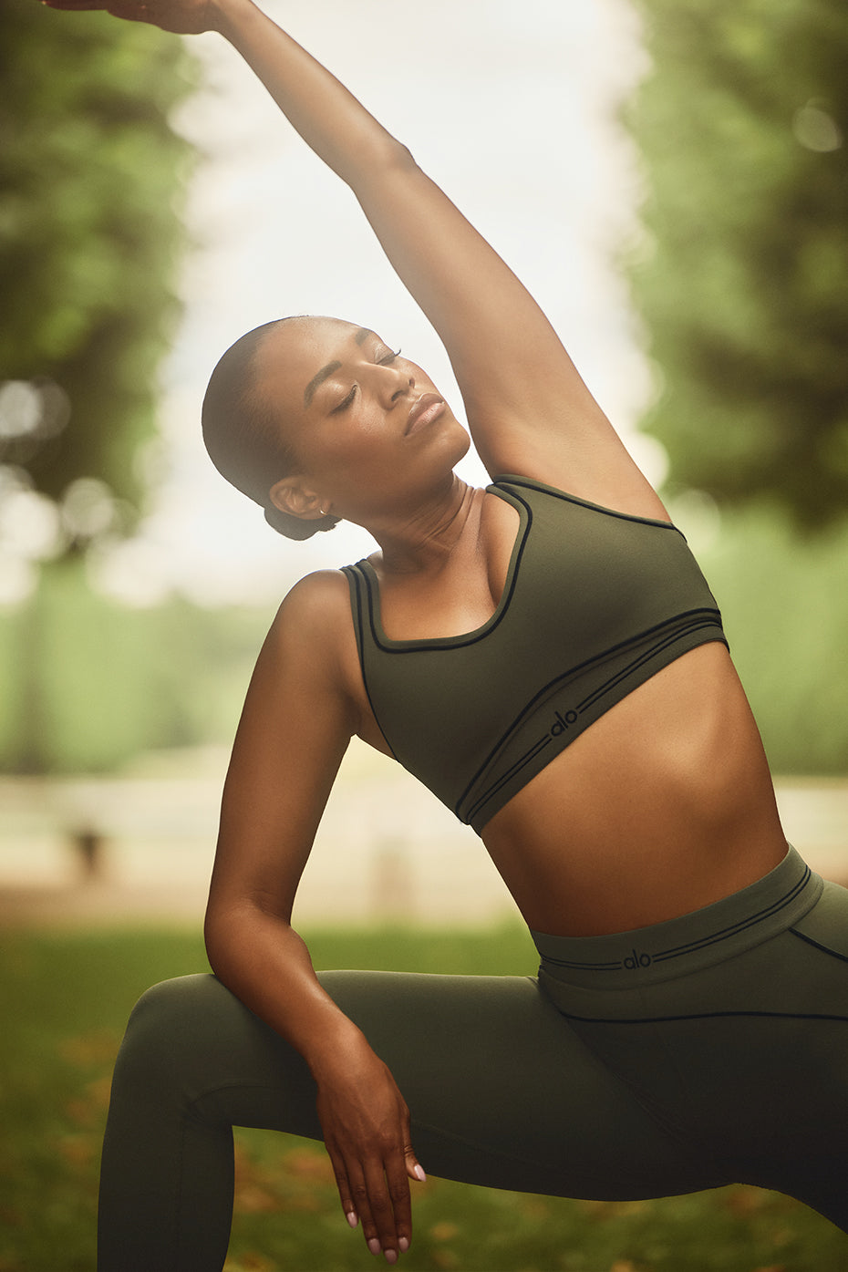 Airbrush Heart Throb Bra - Green Olive/Black