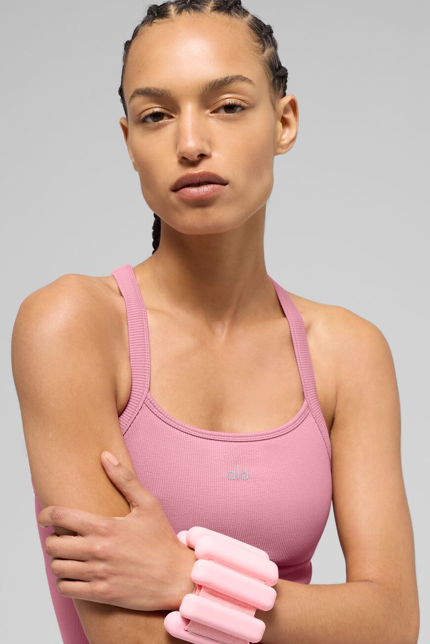 Seamless Ribbed Favorite Full Length Bra Tank - Pink Wild Rose - Image 3
