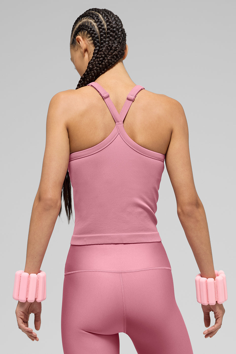 Seamless Ribbed Favorite Full Length Bra Tank - Pink Wild Rose - Image 2