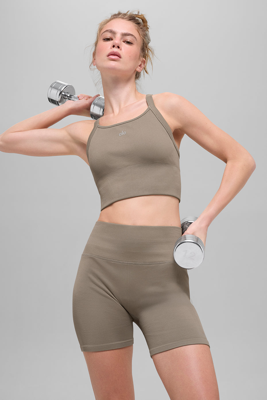 Seamless Ribbed Favorite Bra Tank - Light Cocoa - Image 4