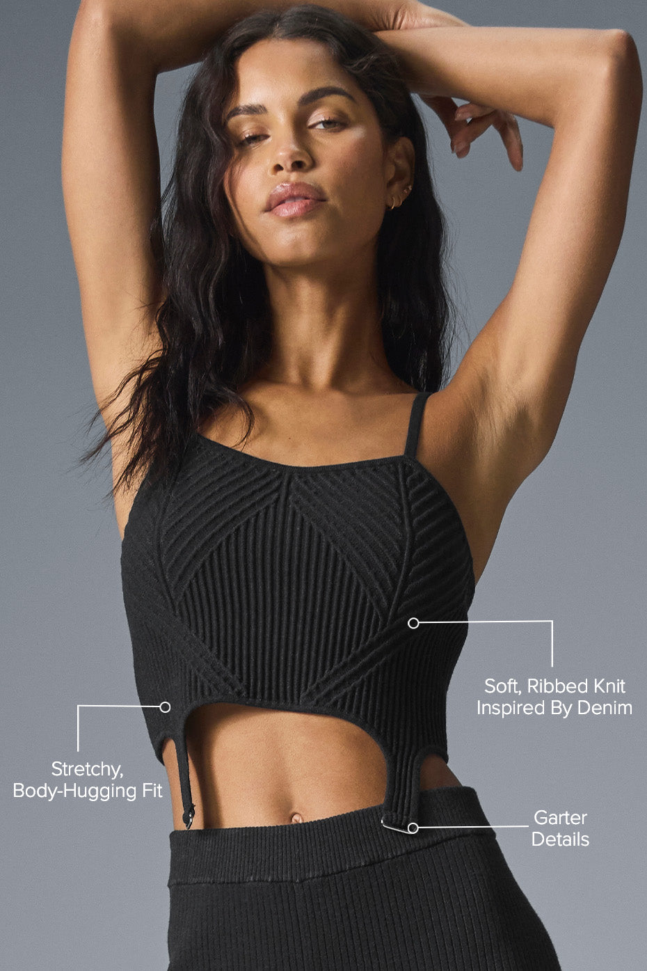 Denim Knit Garter Tank - Black/Anthracite - Image 2