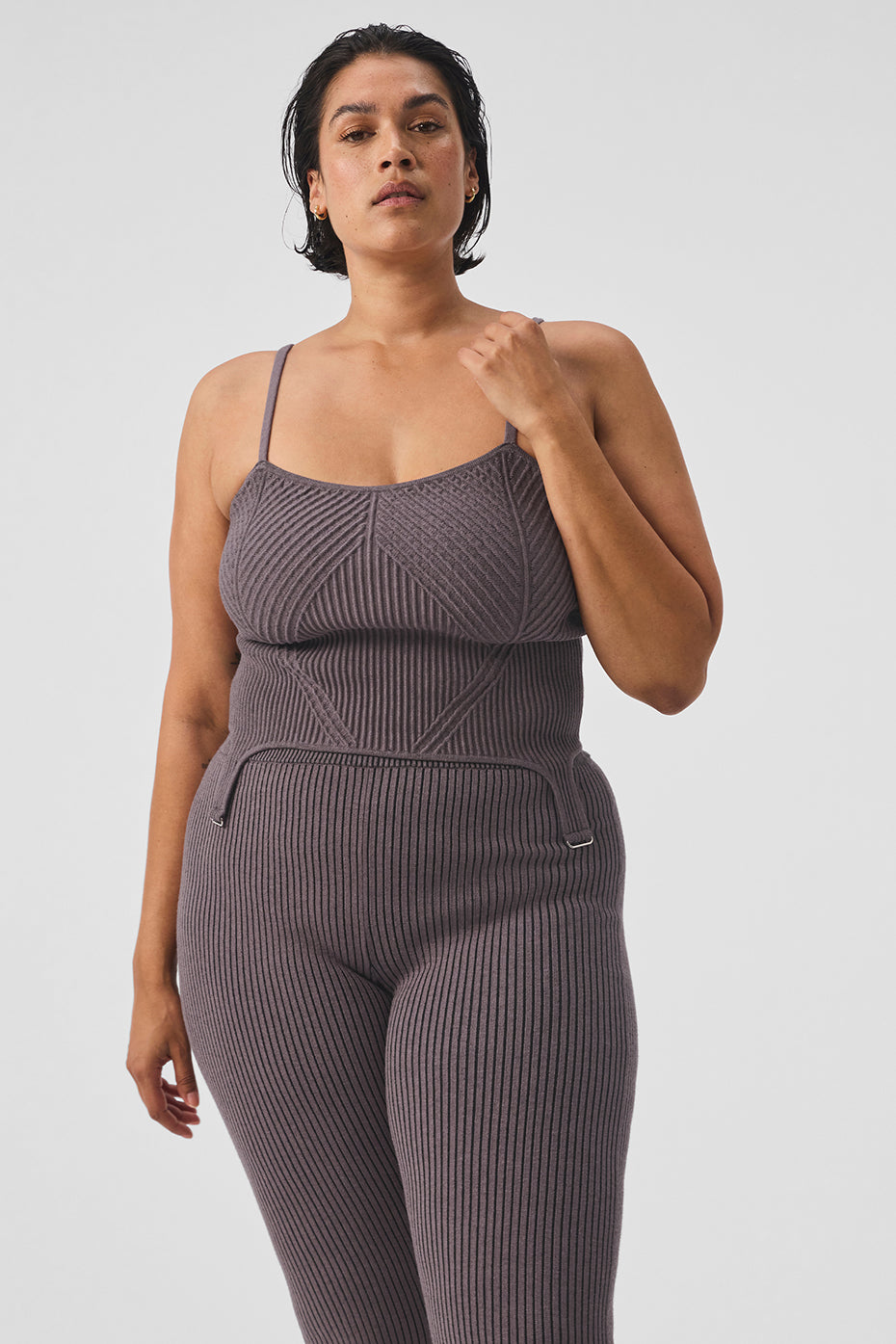 Denim Knit Garter Tank - Raisinette/Black - Image 5