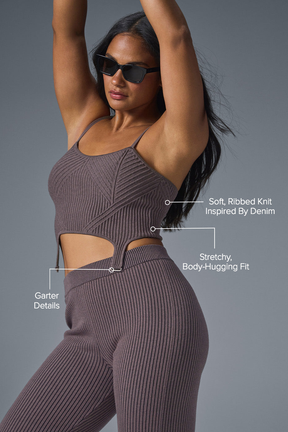 Denim Knit Garter Tank - Raisinette/Black - Image 2