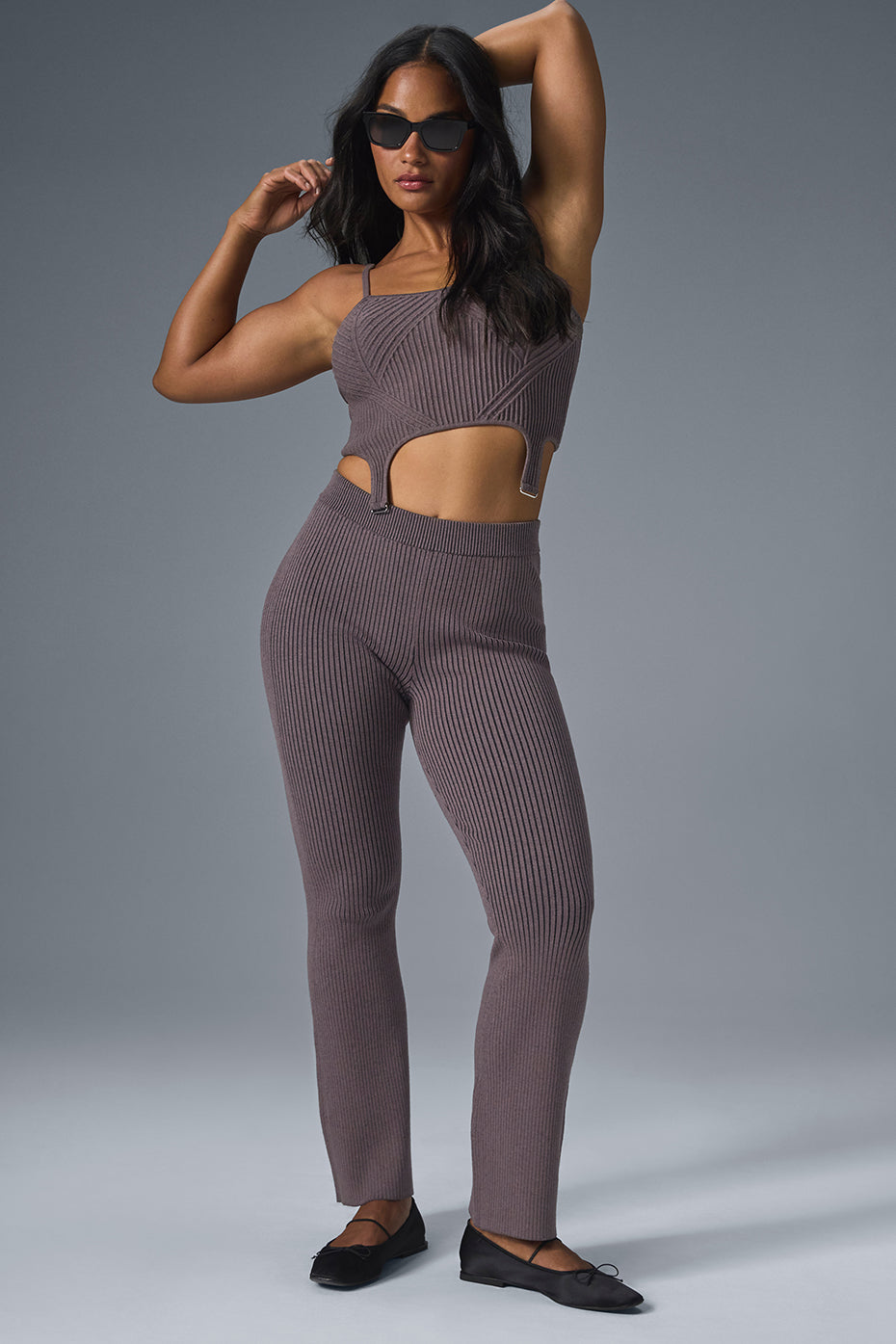 Denim Knit Garter Tank - Raisinette/Black - Image 4