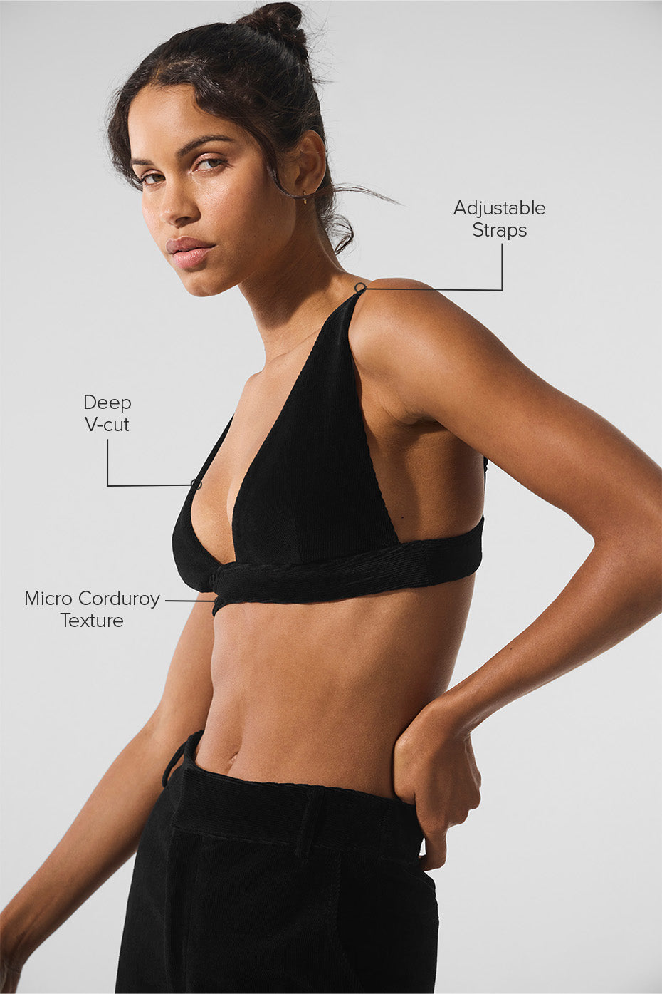 Micro Corduroy Dreamer Bra - Black - Image 2