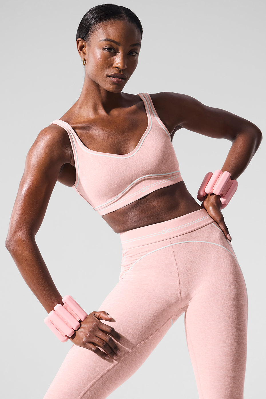 Alosoft Heart Throb Bra - Pink Quartz Heather/White