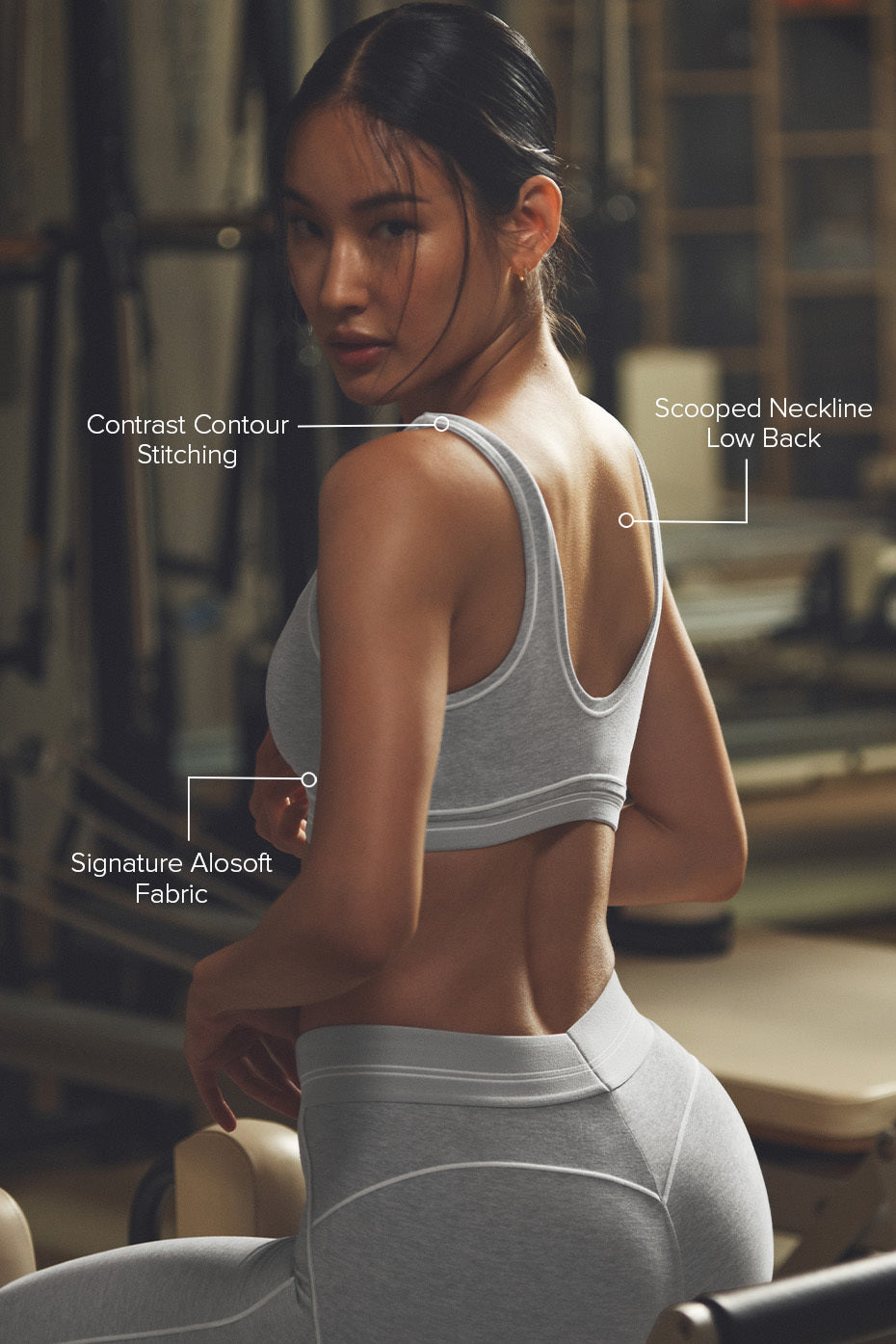 Alosoft Heart Throb Bra - Athletic Heather Grey/White - Image 2