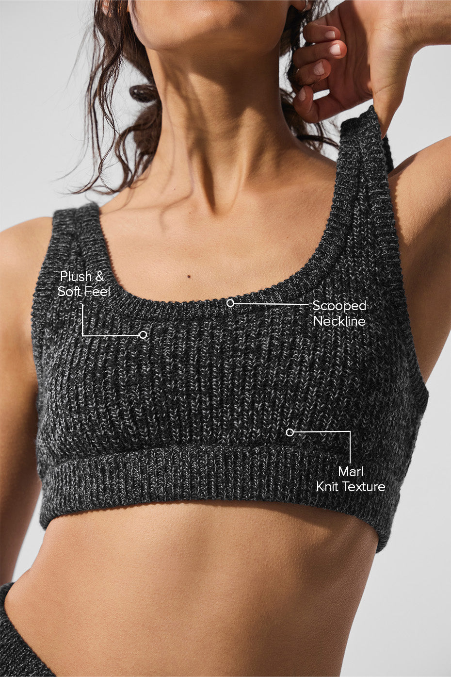 Marl Sweater Bra - Black Marl - Image 2