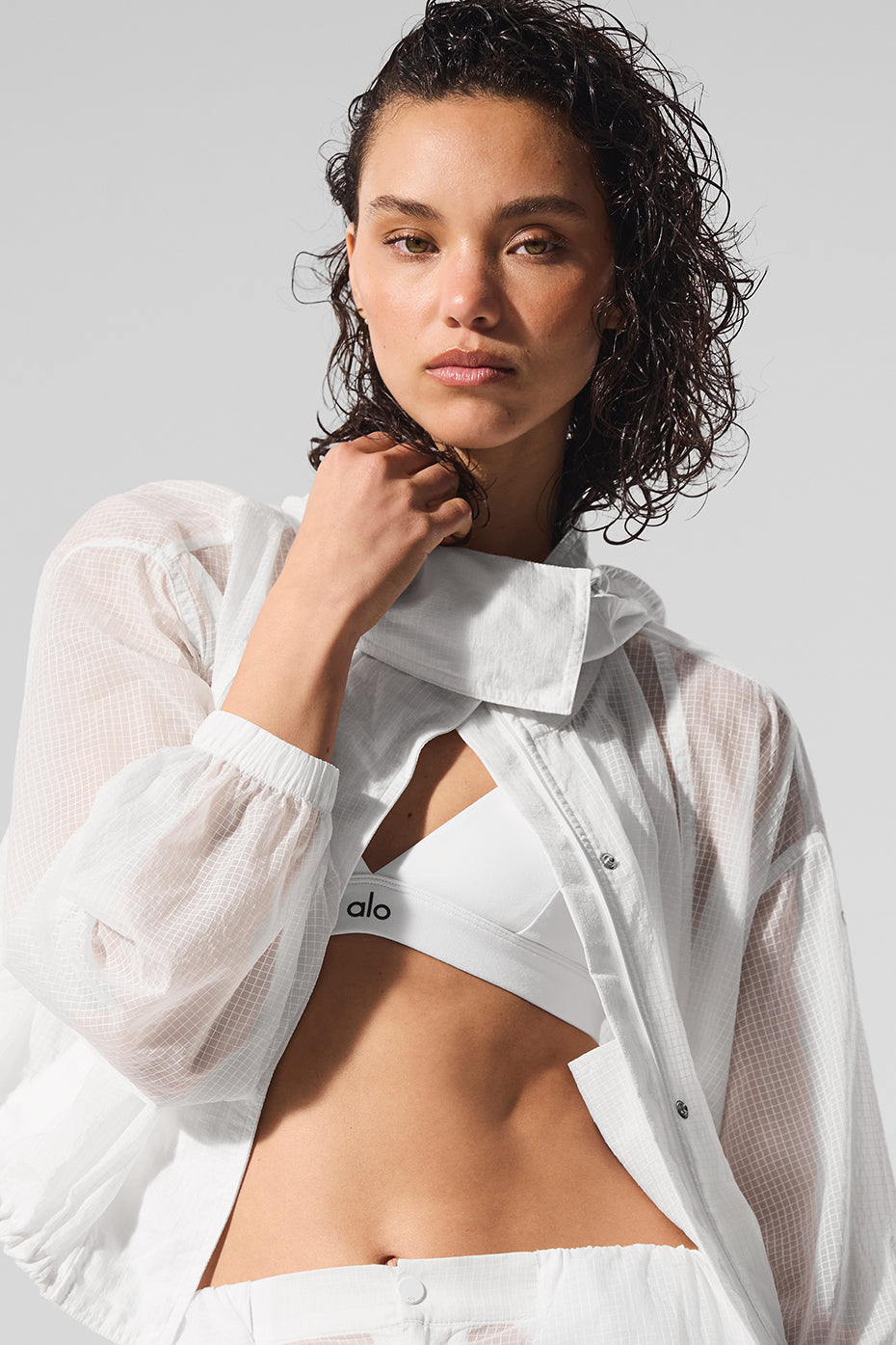 Cropped Game Time Full Zip Jacket - White - Image 4